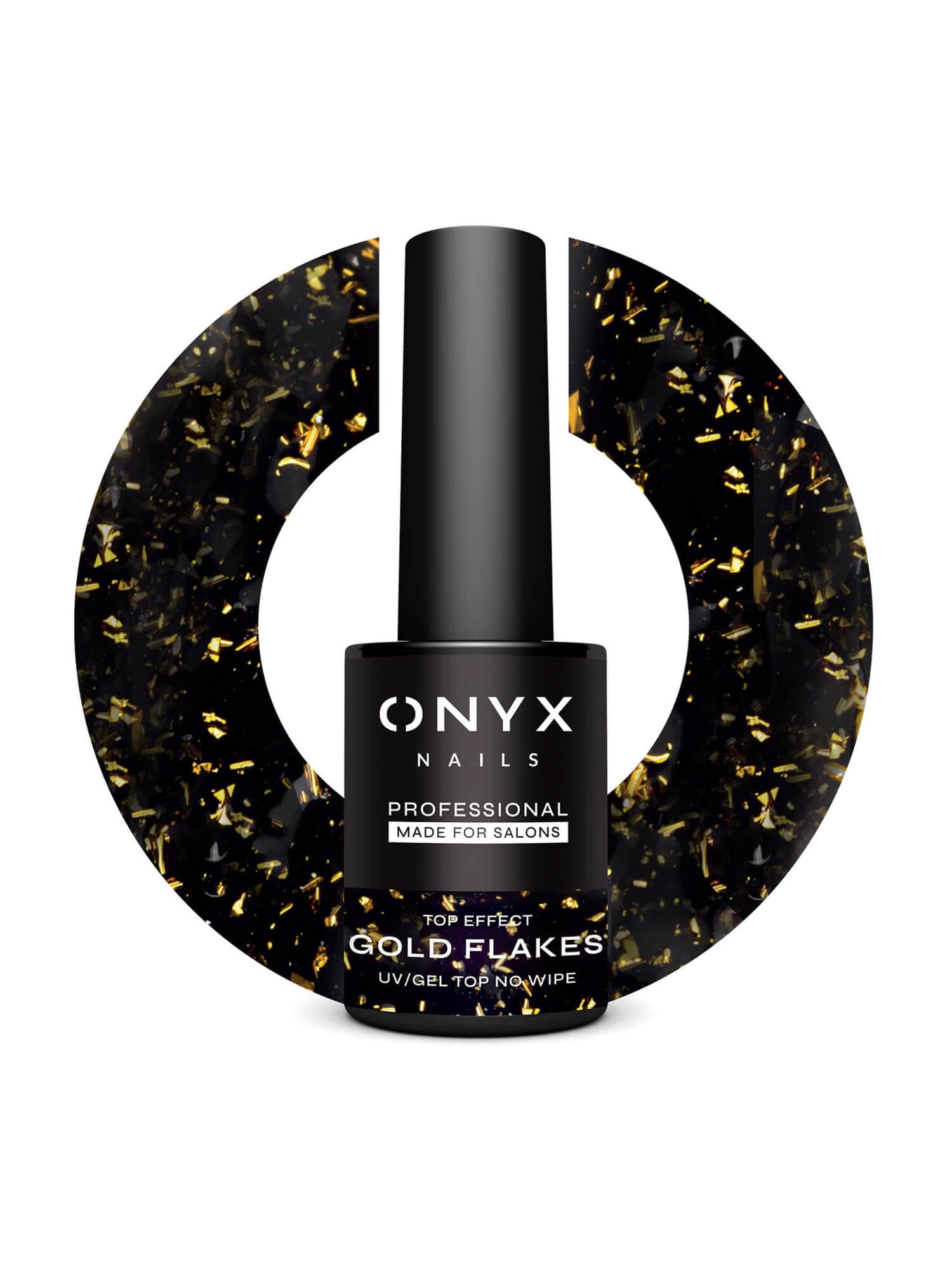 Onyx Nails Top Coat No Wipe Effect – T03 Gold Flakes 7 ml