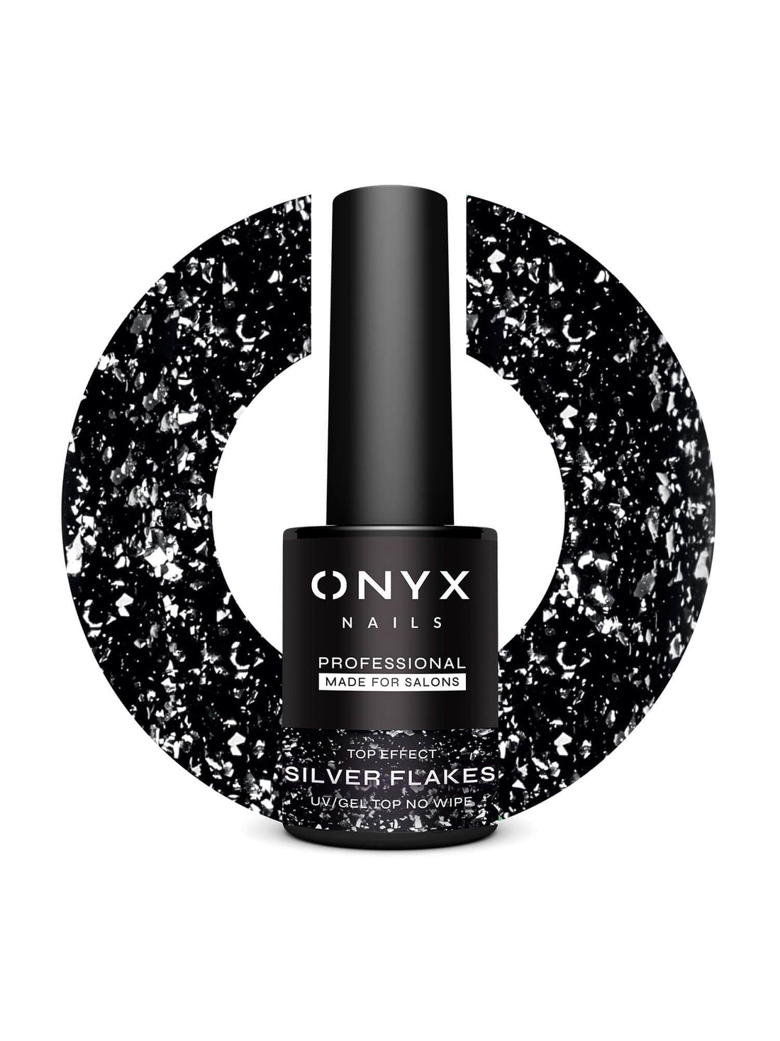 Onyx Nails Top Coat No Wipe Effect – T04 Silver Flakes 7 ml